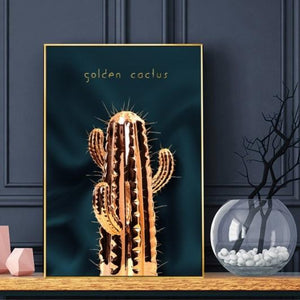 Golden Cactus Canvas