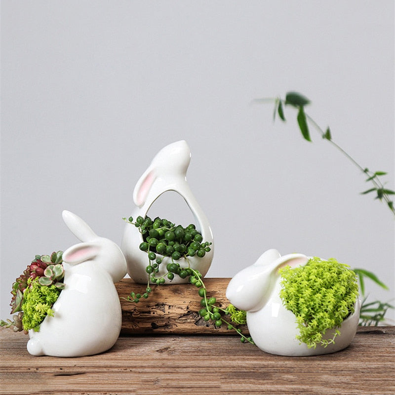 Camille Ceramic Bunny Planter
