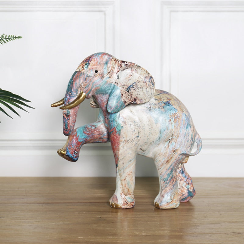 Oil Painting Elephant Figurine