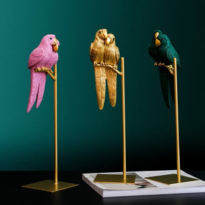 Vibrant Parrot Couple Figurine