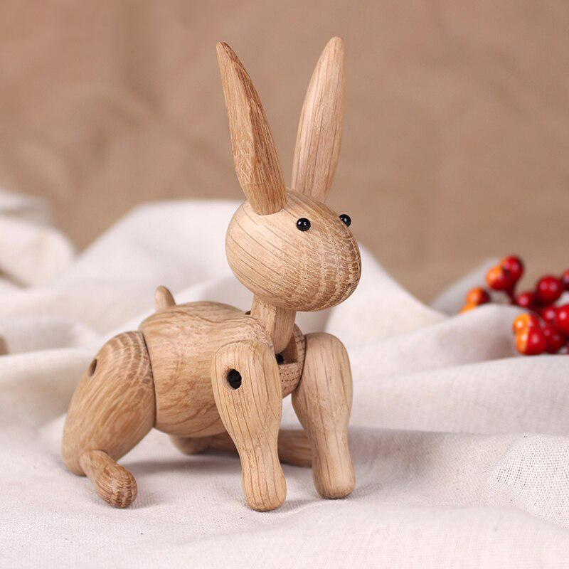 Wooden Joint Figurine Bunny Decor