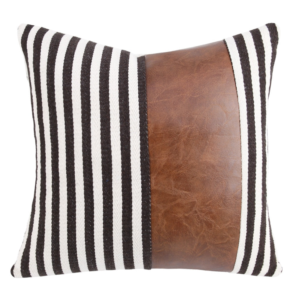 Cascaya Luxury Leather-Adorned Cushion Cover
