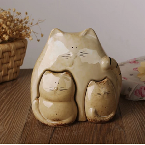 Adorable Ceramic Cat Family