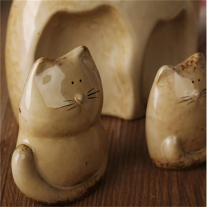 Adorable Ceramic Cat Family